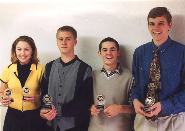 Group of young adults with trophies