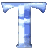 Shiny blue T on black background